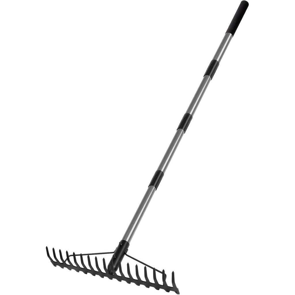 Walensee Heavy Duty Dual-Sided Bow Rake, 63" Stainless Steel Handle, Heat-Treated Manganese Steel Head, 17 Steel Tines Metal Garden Rake For Soil Loosening, Yard Leveling, Lawn Care And Thatch Removal