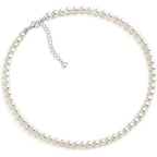 Zeffy Pearl Necklace 4MM/6MM/8MM Dainty Round Imitation Pearl Choker Necklace Wedding Pearl Necklace Delicate Jewelry for Women Simple Bridesmaid Jewelry Gifts