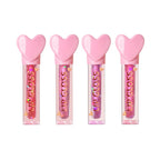 4pc Heart Charm Lip Gloss Stick for Girls - Glossy Fruity Lip Set | Non Toxic Party Favors, Teen Makeup Gift with Cute Topper (4 Pack)