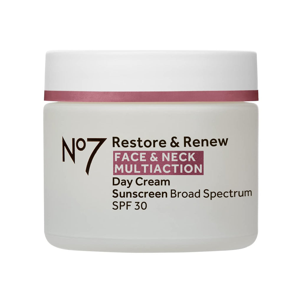 No7 Restore & Renew Multi Action Face & Neck Cream - Anti Aging Face Moisturizer With Spf 30 - Helps To Firm & Hydrate Crepey Skin - Formulated With Hyaluronic Acid, Peptides & Ceramides (1.69 Oz)