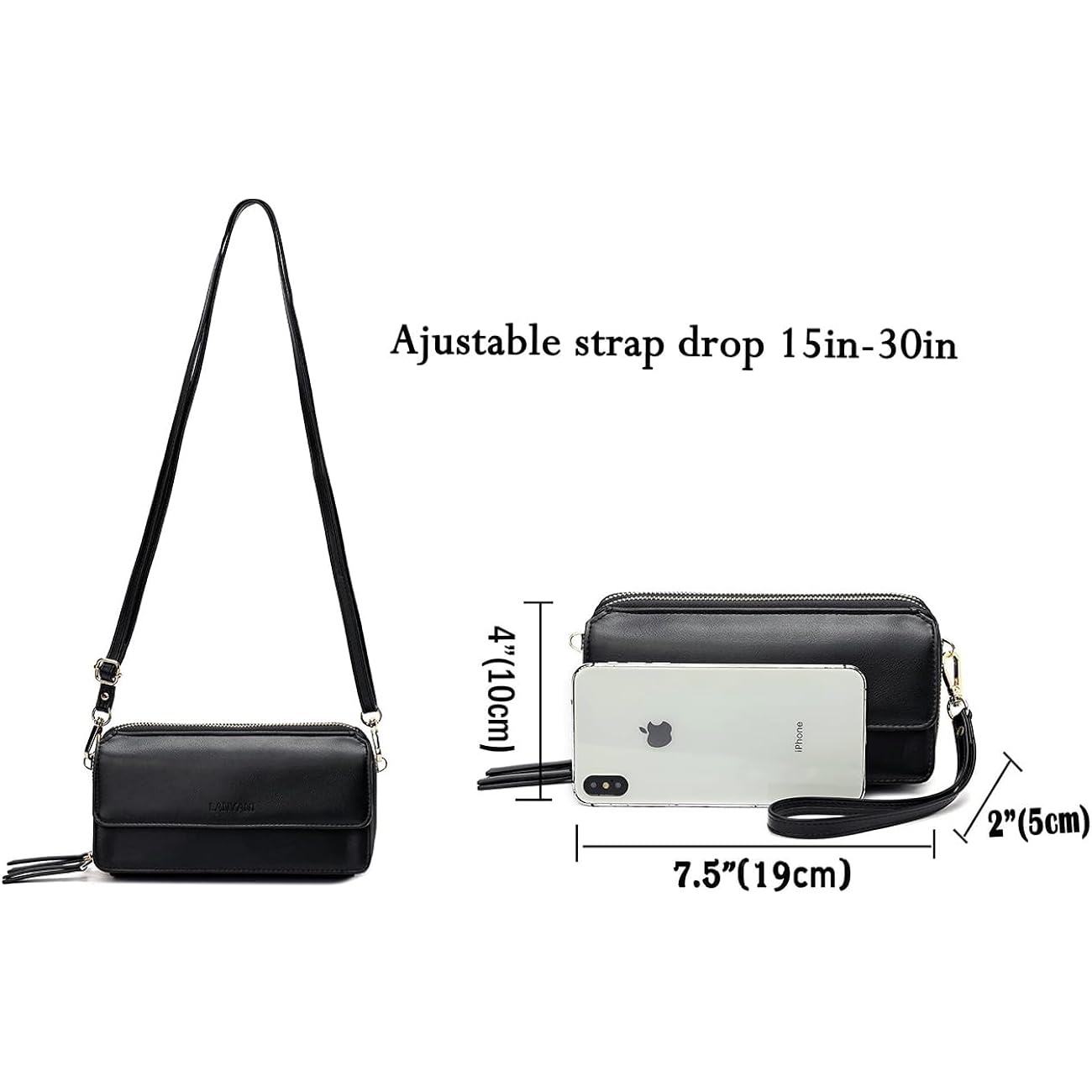 Lanyani RFID Crossbody Wallet Wristlet Purse with Phone Pocket For Women Vegan Leather