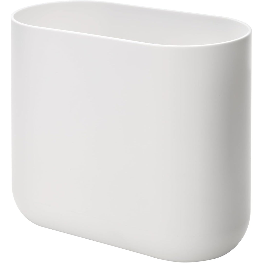 iDesign Small Slim Plastic Bathroom Trash Can, Garbage Can for Bedroom, Office, Desk, Dorm, White