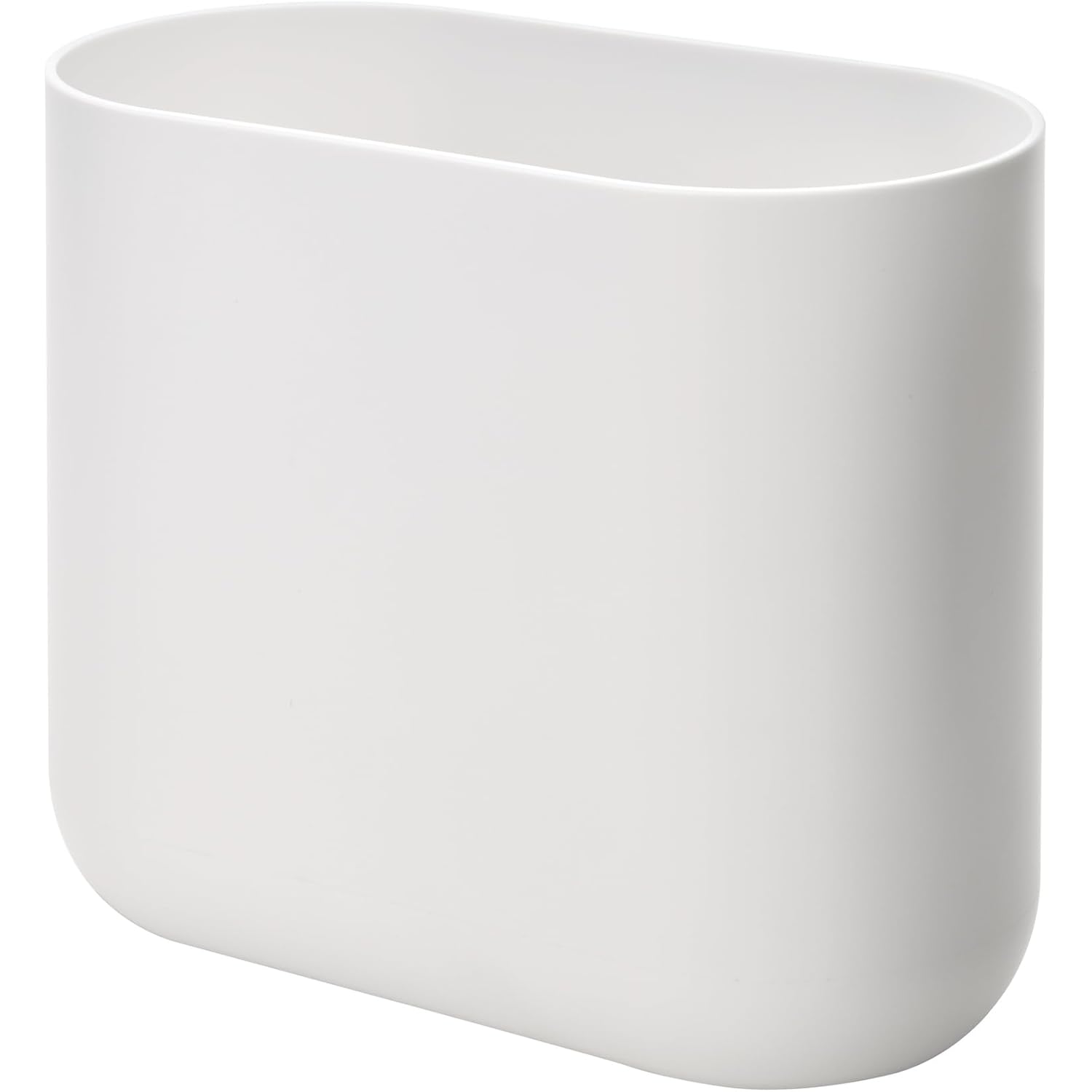 iDesign Small Slim Plastic Bathroom Trash Can, Garbage Can for Bedroom, Office, Desk, Dorm, White
