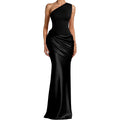Memoriesea Women'S One Shoulder Pleated Formal Wedding Maxi Dress | Formal, Evening Gown