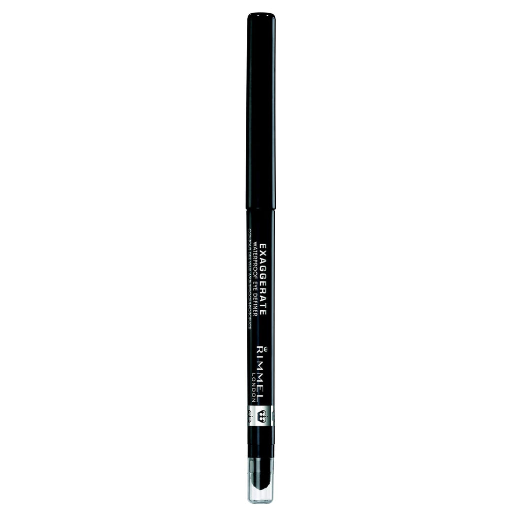 Rimmel London Exaggerate Waterproof Eye Definer Eyeliner, Highly Pigmented, Long-Wearing, Built-In Smudger, 262, Blackest Black, 0.01Oz
