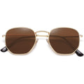 SOJOS Square Polarized Sunglasses for Women Men Small Hexagonal Polygon Shades SJ1072 Brown