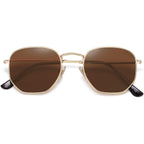 SOJOS Square Polarized Sunglasses for Women Men Small Hexagonal Polygon Shades SJ1072 Brown