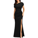 Woosea Women'S Elegant Sleeveless Off Shoulder Sexy Split Bodycon Long Formal Party Evening Dress