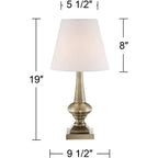 Larson 19" Small Table Lamps Set Of 2 Gold Touch Antique Brass Modern | Traditional Metal Bedroom Living Room House Bedside Nightstand Office Family Home White Bell Shade