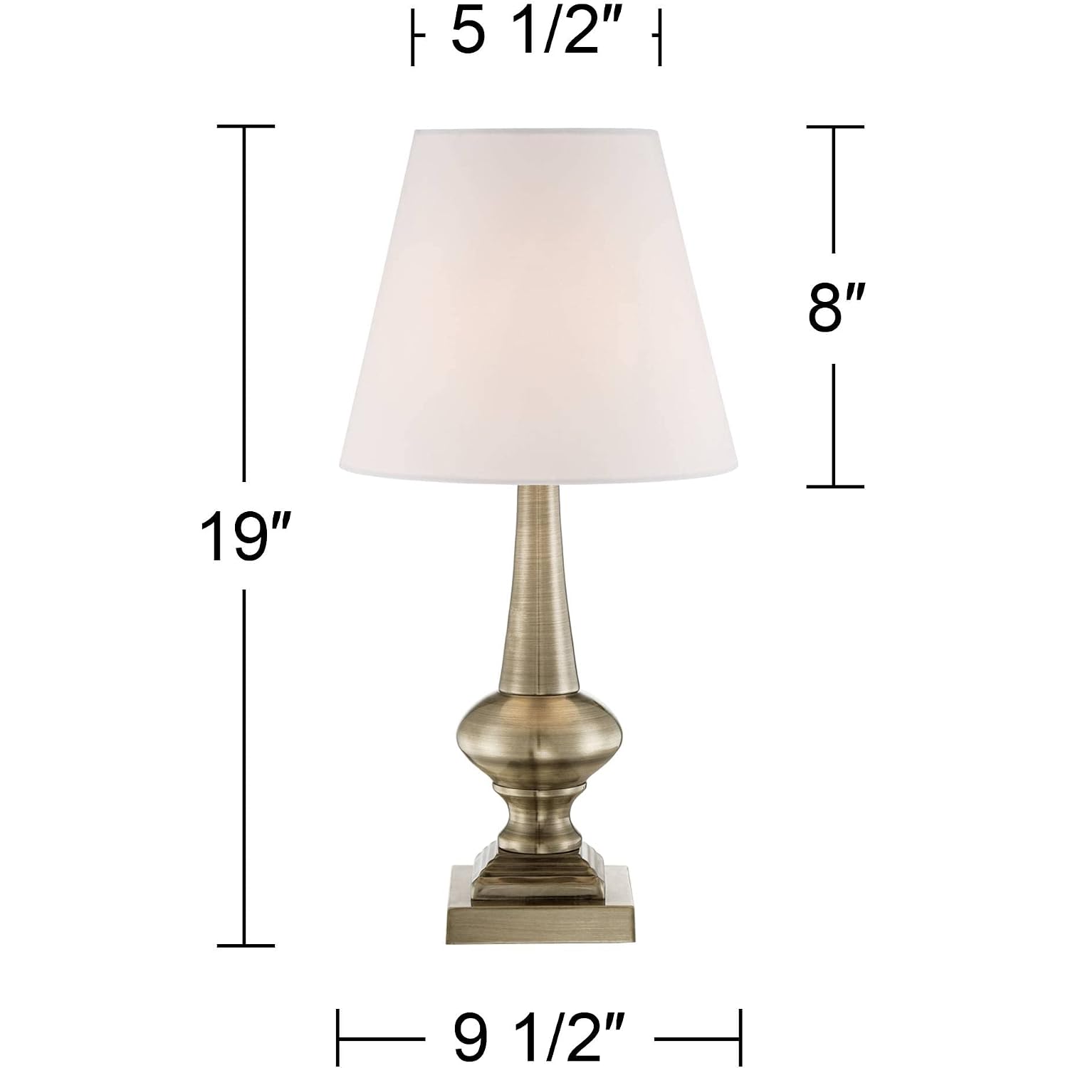 Larson 19" Small Table Lamps Set Of 2 Gold Touch Antique Brass Modern | Traditional Metal Bedroom Living Room House Bedside Nightstand Office Family Home White Bell Shade