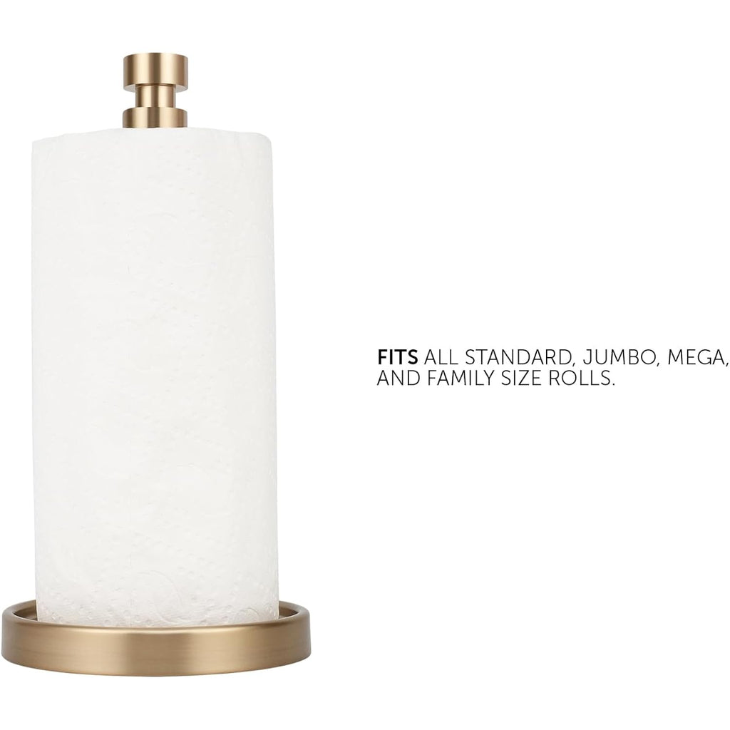 Ivilon Countertop Paper Towel Stand - Steady And Easy Tear - Fits All Paper Towel Rolls - Warm Gold