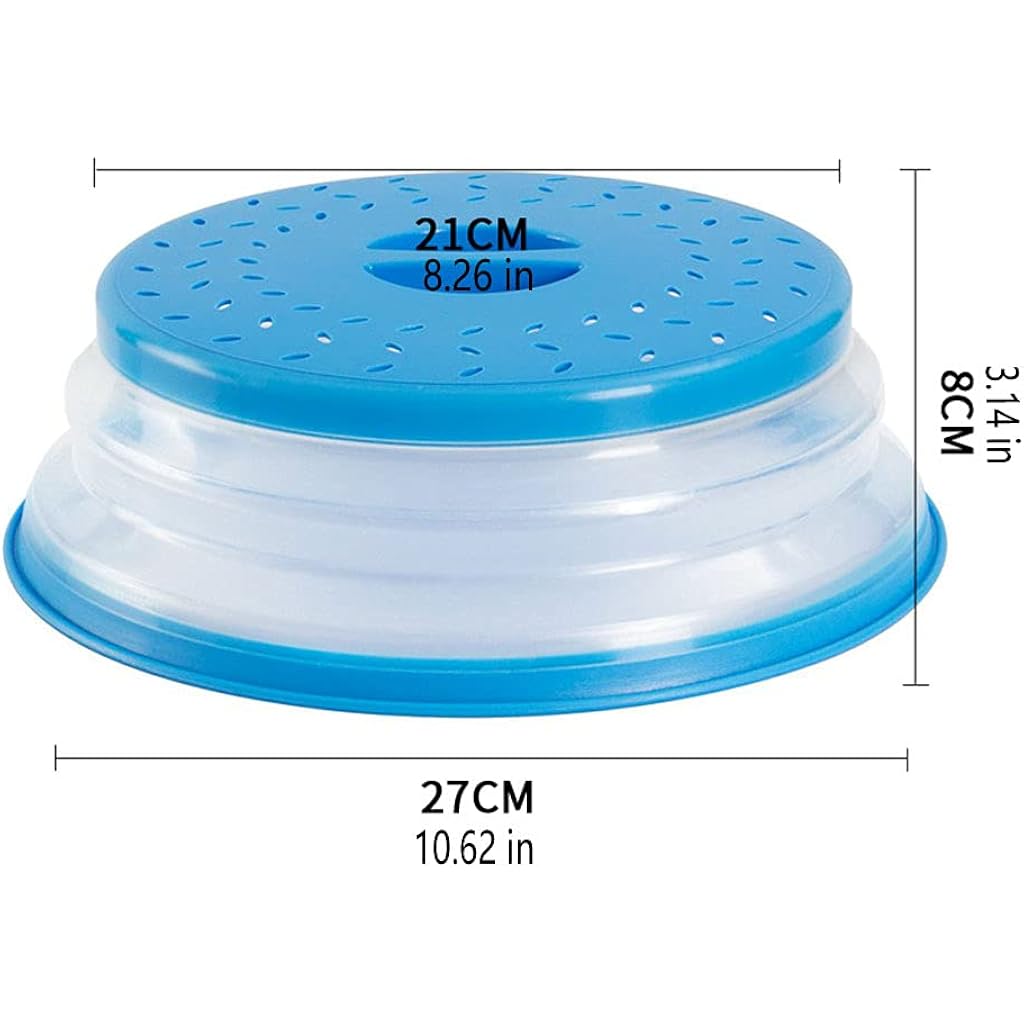 Collapsible Microwave Splatter Cover, 10.5 Inch, Dishwasher-Safe, Microwave Plate Cover With Steam Vent(Black)