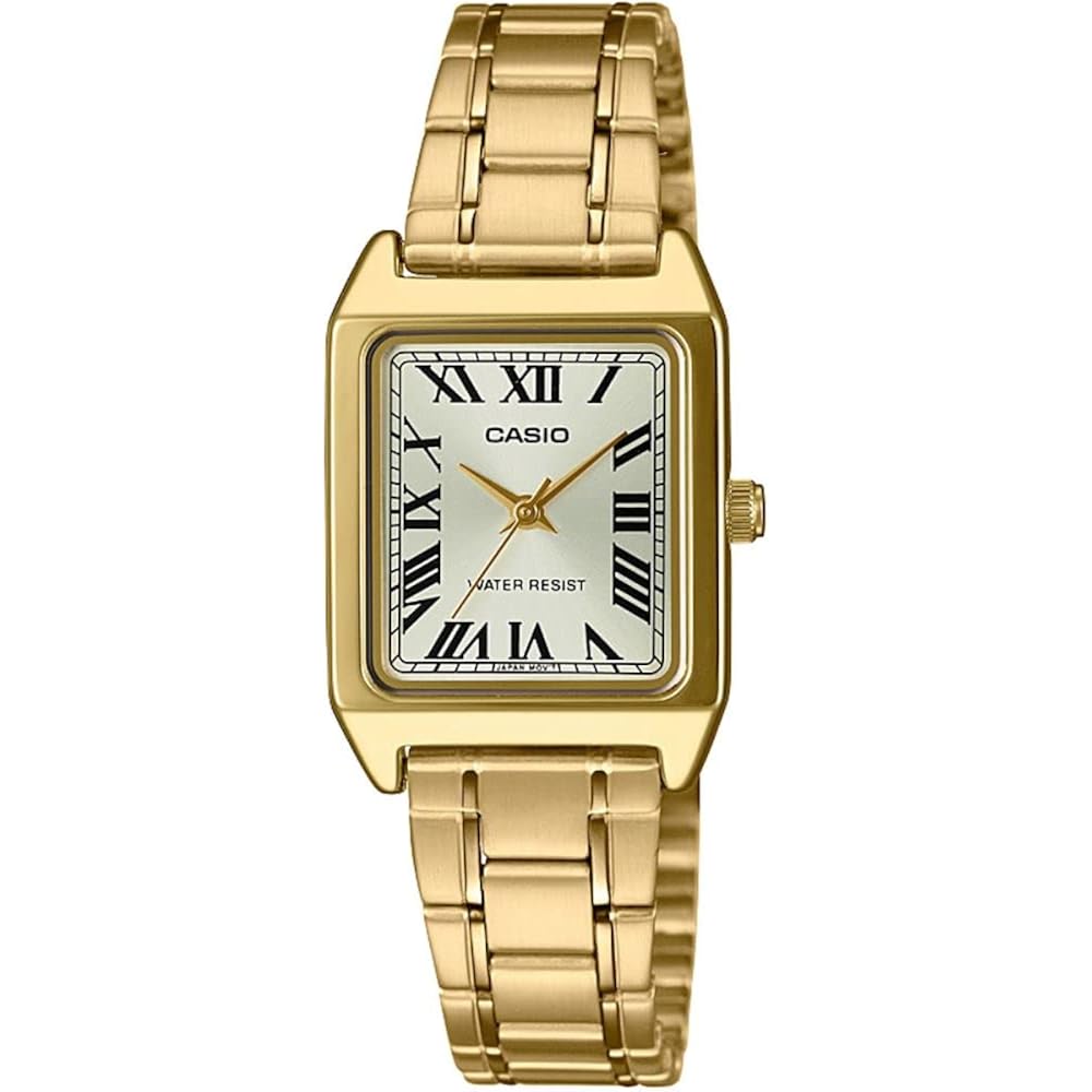 Casio Ltp-V007G-9B Women'S Rectangular Gold Tone Stainless Steel Roman Gold Dial Dress Watch