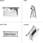 Trendy Pu Leather Clutch Bag For Women Versatile Folding Evening Purse Metal Decoration Crossbody For Banquet Party