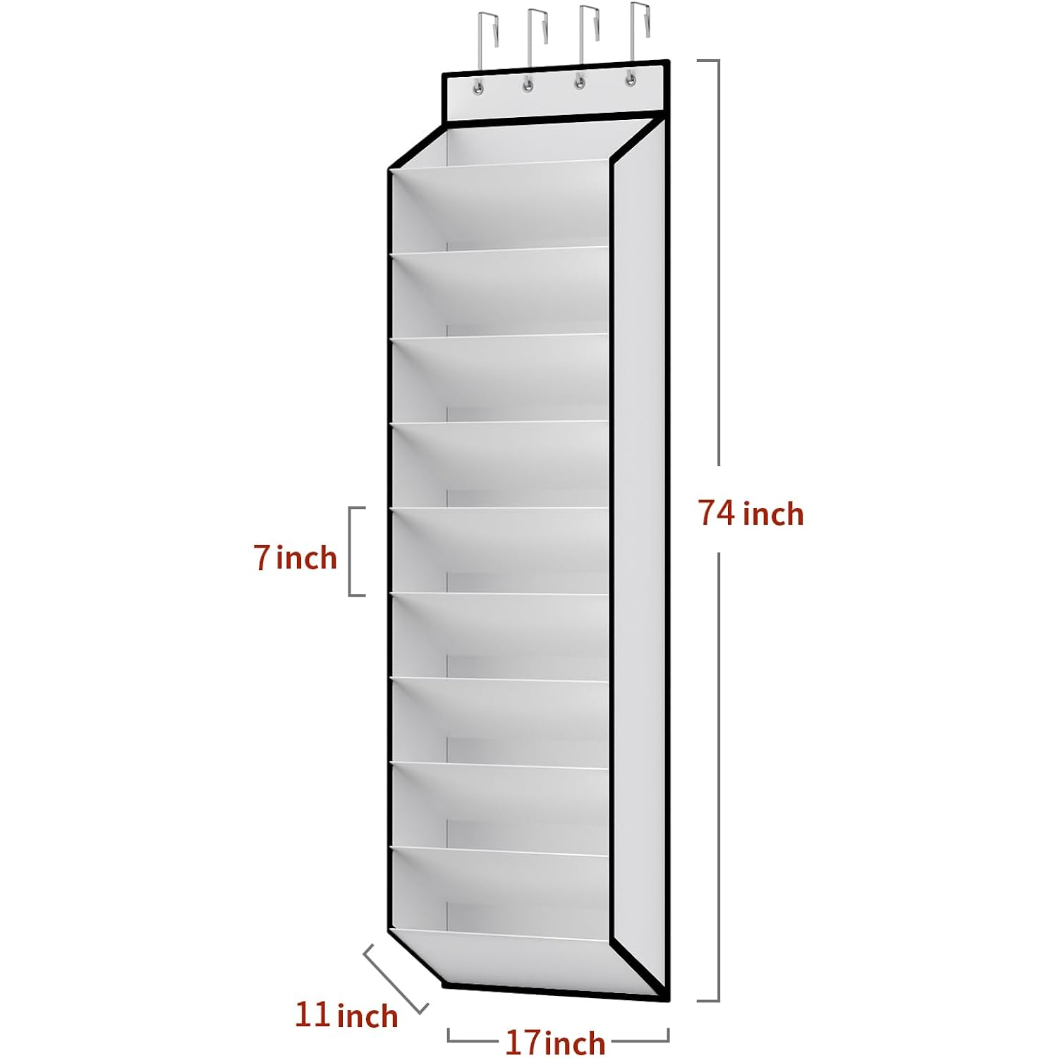 Keepjoy 10 Tiers White Over Door Shoe Organizer Storage, Hanging Shoe Holder For Door With Large Deep Pockets, Fit 20-30 Pairs Shoe Rack For Sneakers, Boots (White)