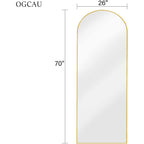 Ogcau Full Length Mirror, 70"X26" Arched Full Body Floor Mirror With Stand, Hanging Or Leaning, Standing, Wall Mounted With Aluminum Frame For Bedroom Living Room (Gold)