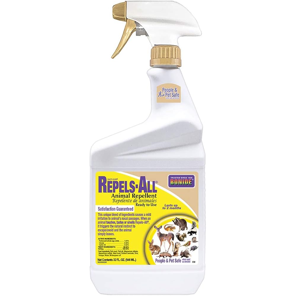 Bonide Repels-All Animal Repellent, 32 Oz Ready-To-Use Spray, Outdoor Garden Deer & Rabbit Repellent, People & Pet Safe