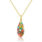 Inspirational Gifts Healing Gold Pendant Gold Necklaces for Women，Get Well Soon Encouragement Gifts for Women Friends Sister Mom, Natural stone Pendant Healing boho Friendship Jewelry for women