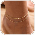 MIDEEO Gold/Silver Ankle Bracelets for Women,14K Gold Anklets for Women Waterproof Cuban Link Heart Beads Herringbone Rhinestone Anklets Set Layered Anklet Bracelets for Women Gold Jewelry Gift