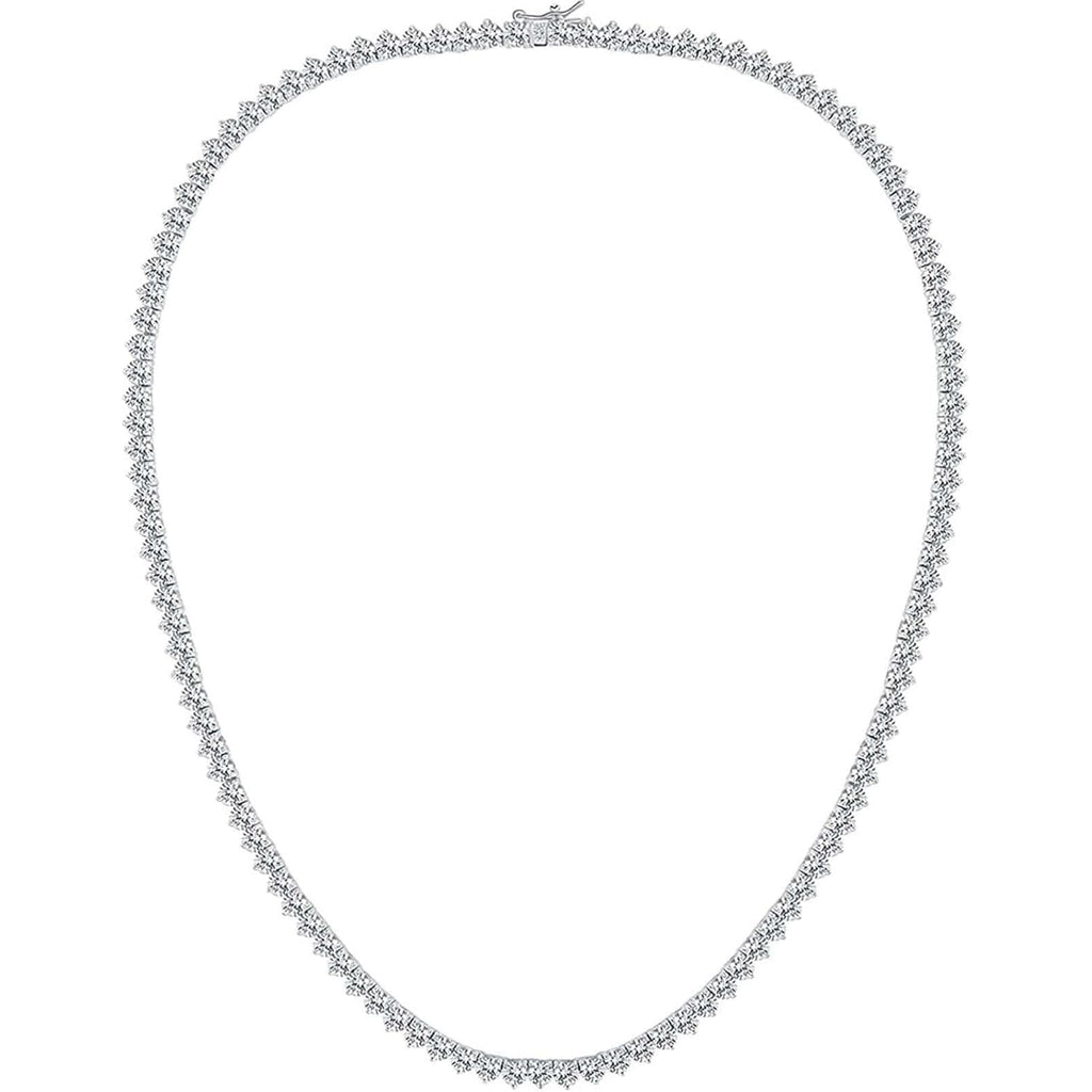Gemsme 4mm Tennis Necklaces for Women - 3 Prong 18K White Gold Plated Round Cubic Zirconia Classic diamond Tennis Chain, Tennis Necklace for Women and Men, Size 16/18/20/22/24 inch