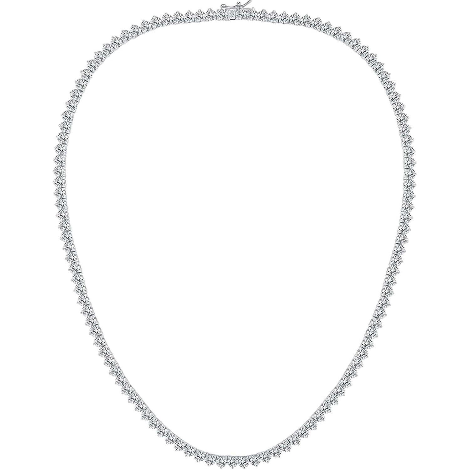 Gemsme 4mm Tennis Necklaces for Women - 3 Prong 18K White Gold Plated Round Cubic Zirconia Classic diamond Tennis Chain, Tennis Necklace for Women and Men, Size 16/18/20/22/24 inch