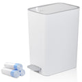 rejomiik Small Bathroom Trash Can with Lid, 2.1 Gallon Step Garbage Can with Handle, Slim Mini Wastebasket Bin for Bedroom, Office, Dorm, White