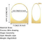 Large Gold Hoop Earrings, 14k Plating Big Chunky Geometric Hollow Brushed Metal Sheet Drop Dangle Huggie Studs Womens Statement Jewelry Gift (Hollow Gold)