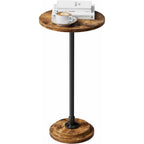 Simple Trending Small Side Table, Round Drink Table, Sofa End Table for Living Room, Coffee Tables for Bedroom, Rustic Brown
