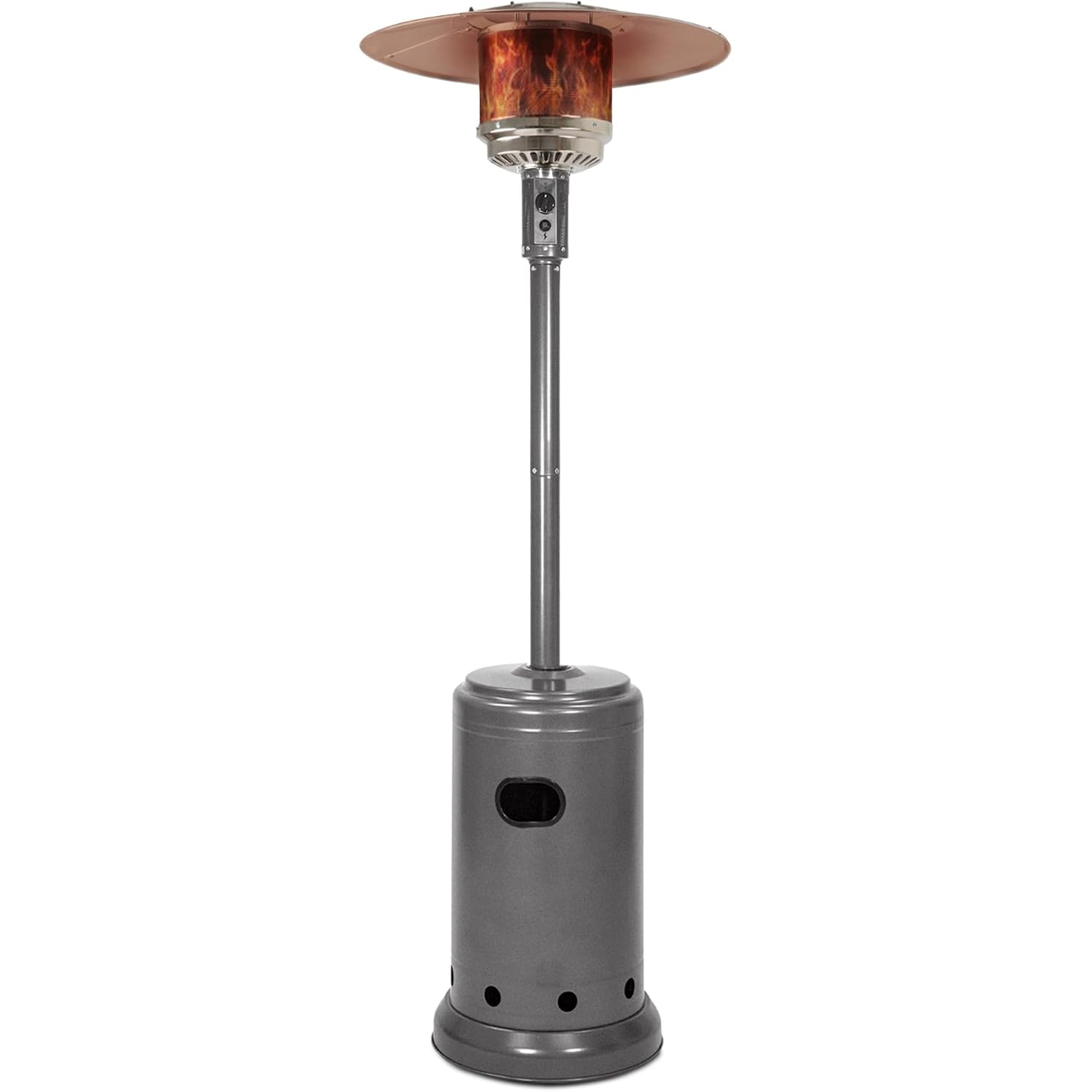 Amazon Basics 46,000 Btu Portable Outdoor Propane Patio Heater With Wheels, Commercial & Residential With Water Tank, Adjustable Heat Output, 9-Foot Radius, Slate Gray, 32.1"L X 32.1"W X 91.3"H