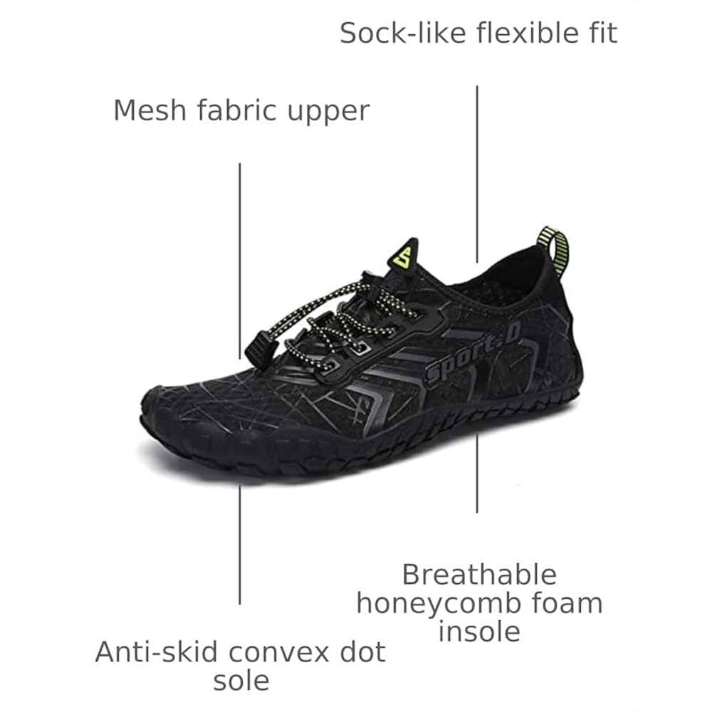 Ubfen Water Shoes For Men Women Quick Dry Swim Aqua Socks | Lightweight Barefoot-Style Fit, Rubber Sole, Hiking, Fishing, Kayaking, Beach, Pool, Boating, Diving And Water-To-Land Wear