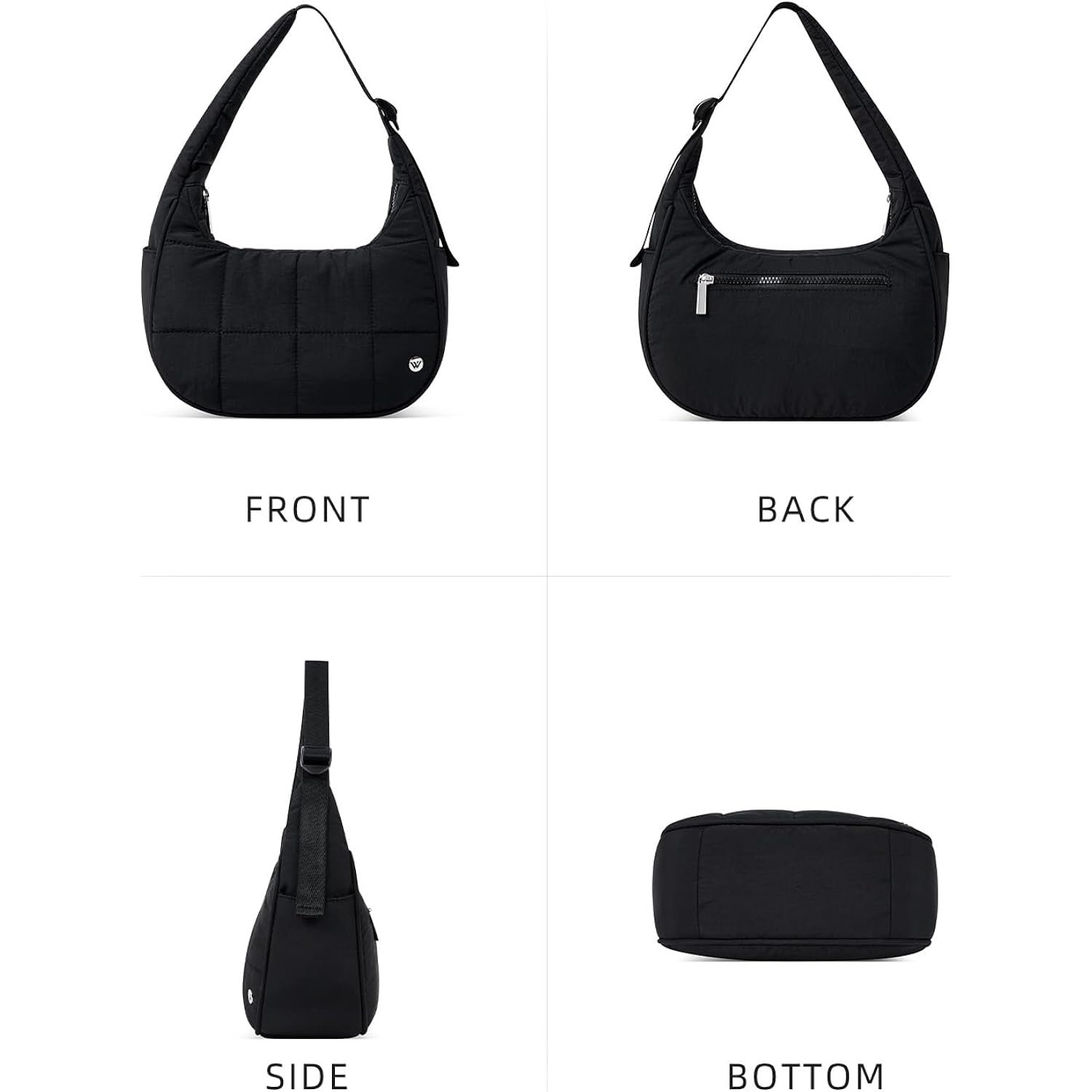 Westbronco Small Puffer Crescent Shoulder Bag For Women, Nylon Quilted Shoulder Purses, Puffy Handbags With Adjustable Strap