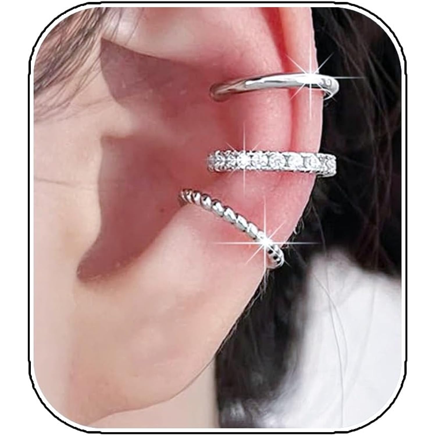 3Pcs Ear Cuffs Non Piercings Gifts for Girls Women, Teen Gifts Trendy Stuff Gold Silver Clip On Cuff Earrings Set Jewelry