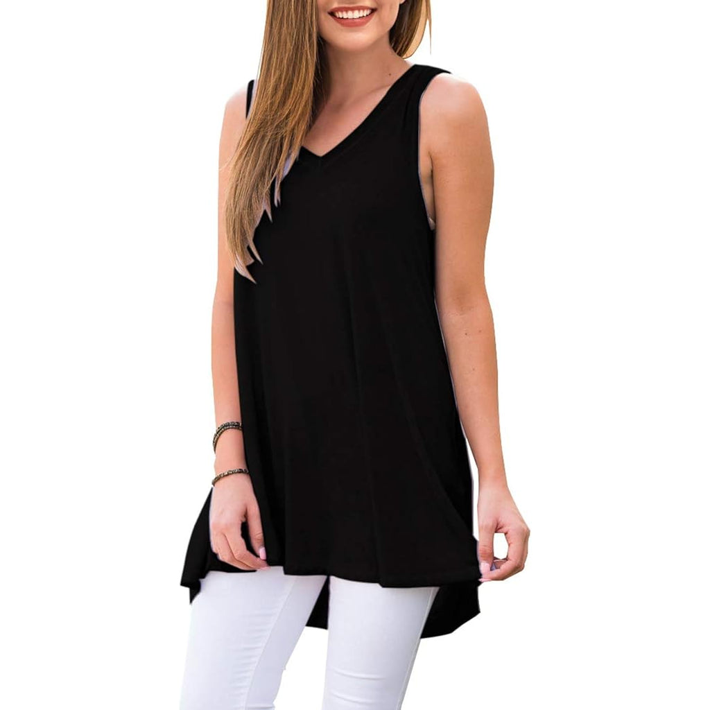 Women's Summer Sleeveless V-Neck T-Shirt Tunic Tops Blouse Shirts