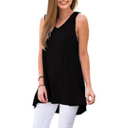 Women's Summer Sleeveless V-Neck T-Shirt Tunic Tops Blouse Shirts
