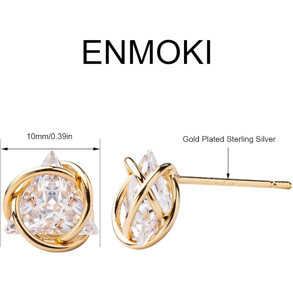 Cubic Zirconia Geometric Gold Knot Stud Earrings for Womens