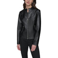 Karl Lagerfeld Women'S Zip Front Faux Leather Jacket