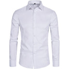 Men'S Long Sleeve Button Up Shirts Solid Slim Fit Casual Business Formal Dress Shirt