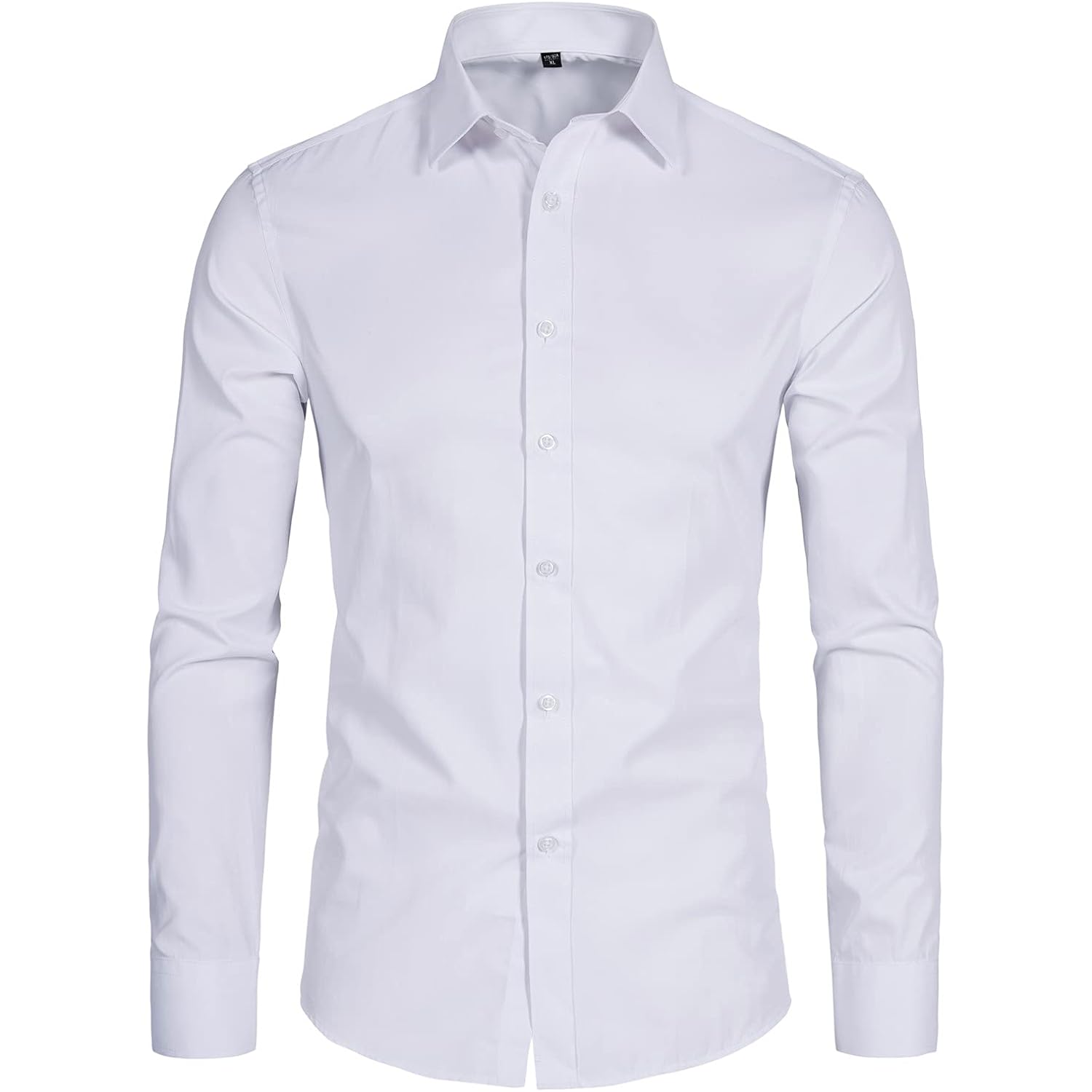 Men'S Long Sleeve Button Up Shirts Solid Slim Fit Casual Business Formal Dress Shirt