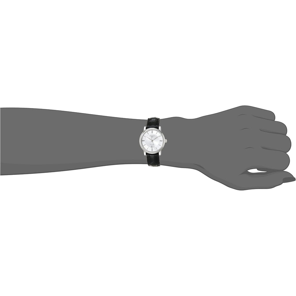 Tissot Womens Tissot Carson Premium Lady Automatic 316L Stainless Steel Case Automatic Watch, Black, Leather, 15 (T1222071603601)