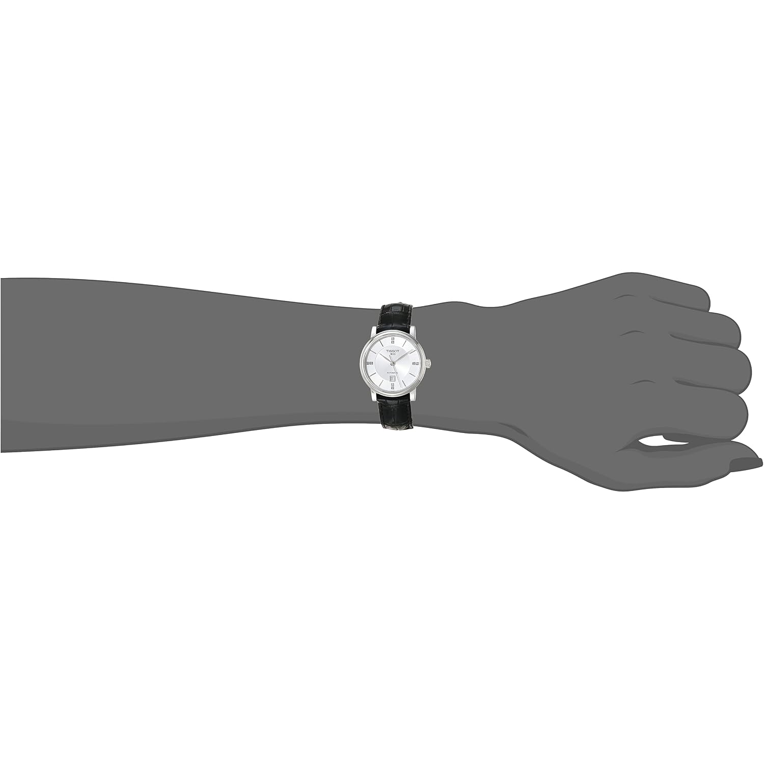 Tissot Womens Tissot Carson Premium Lady Automatic 316L Stainless Steel Case Automatic Watch, Black, Leather, 15 (T1222071603601)