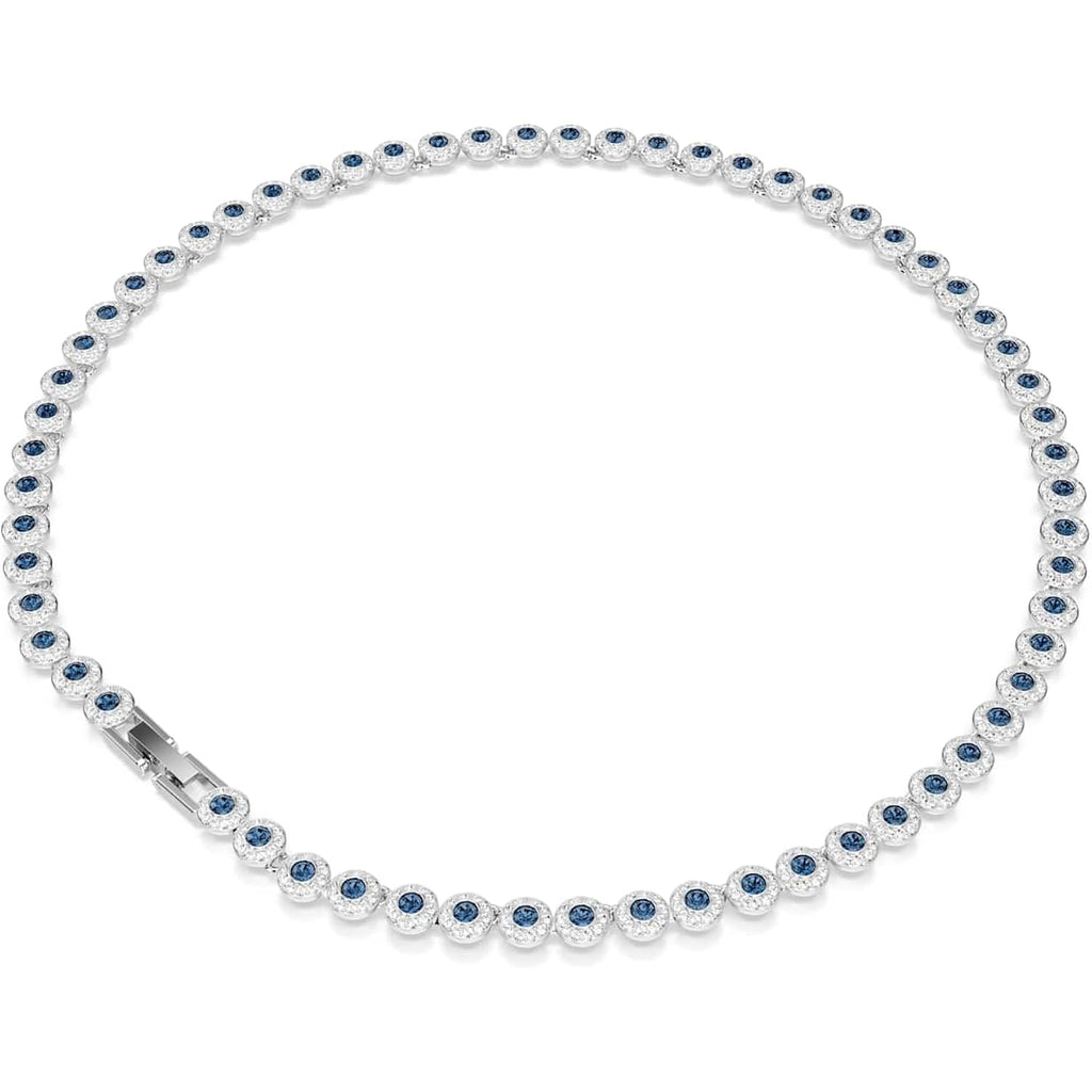 Swarovski Una Angelic Tennis necklace, Round cut, Blue, Rhodium plated