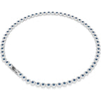 Swarovski Una Angelic Tennis necklace, Round cut, Blue, Rhodium plated