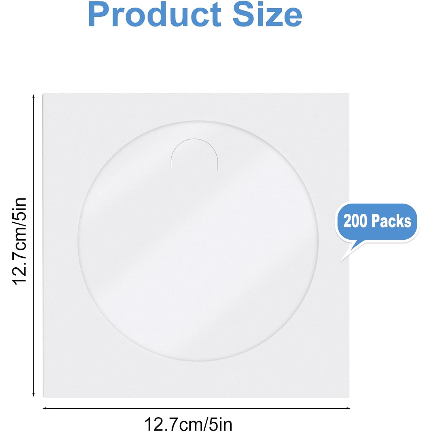 Cd Dvd Sleeves 200 Pack, White Cd Dvd Sleeves Envelope Holder With Clear Window And Flap (5X5 Inch/12.7X12.7 Cm)