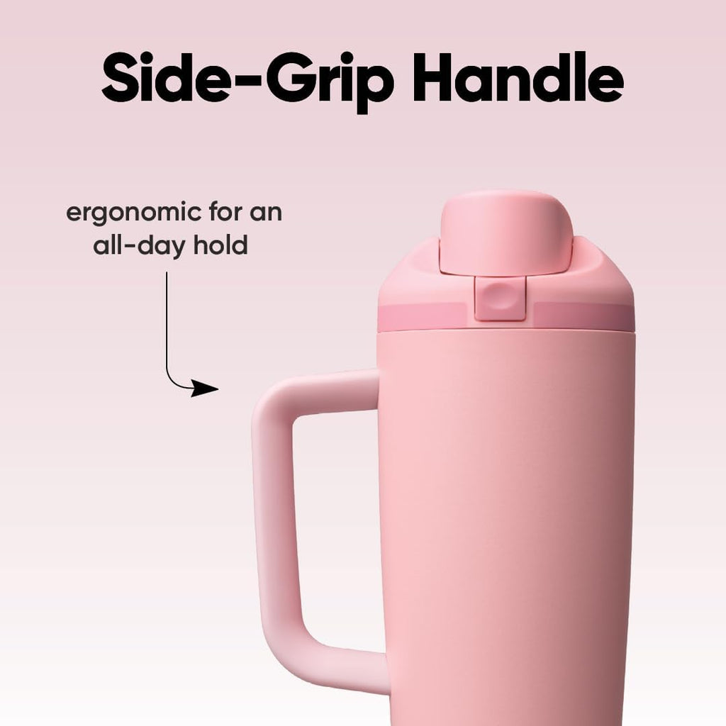 Owala Freesip Tumbler Insulated Stainless Steel Water Bottle With Built-In Straw And Side Handle, For Travel, Work, School, And Sports, 30Oz, Bpa Free, Leak Proof, Rose Quartz