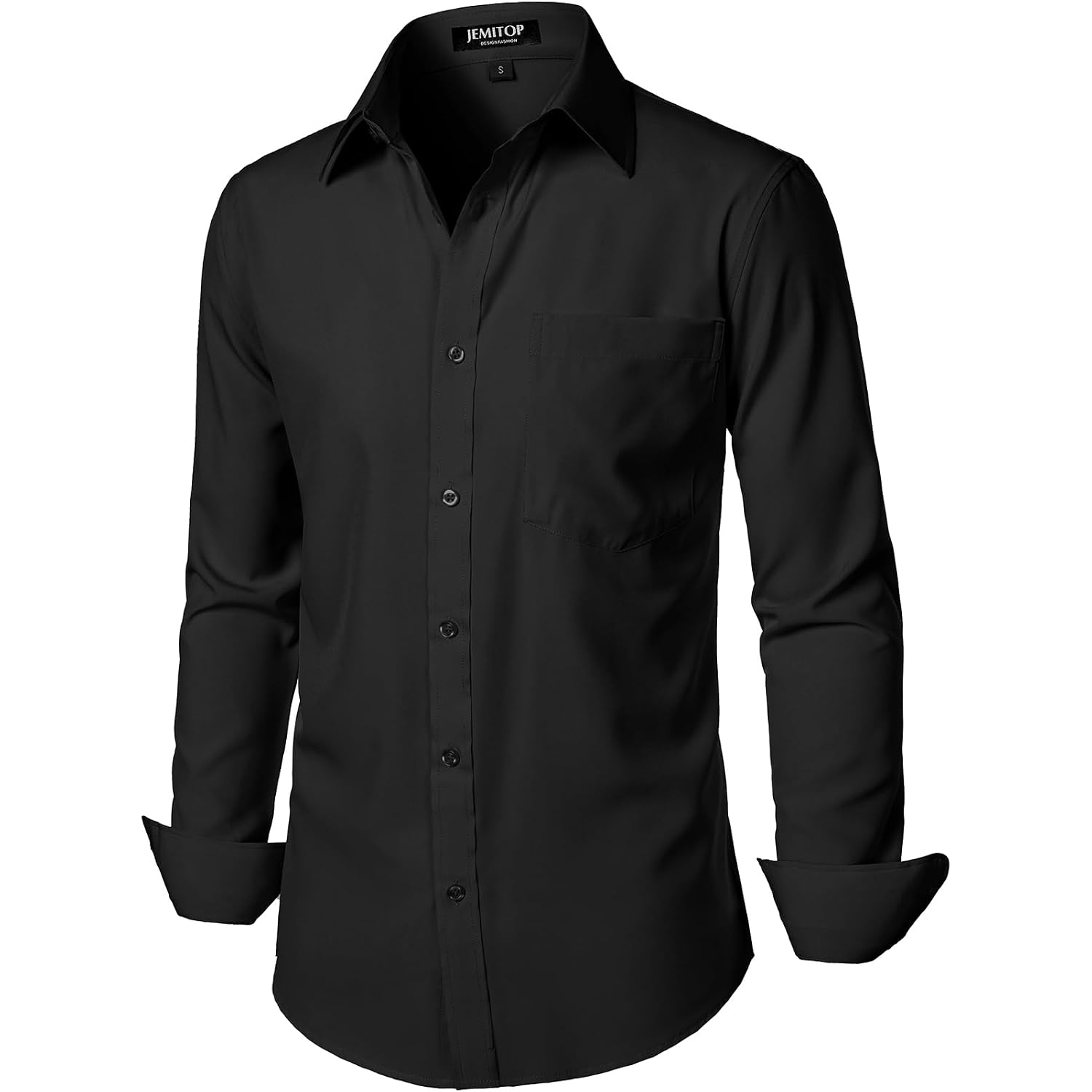 Jemitop Men'S Stretch Regular Fit Long Sleeve Dress Shirts Business Casual Button Down Shirts With Pocket
