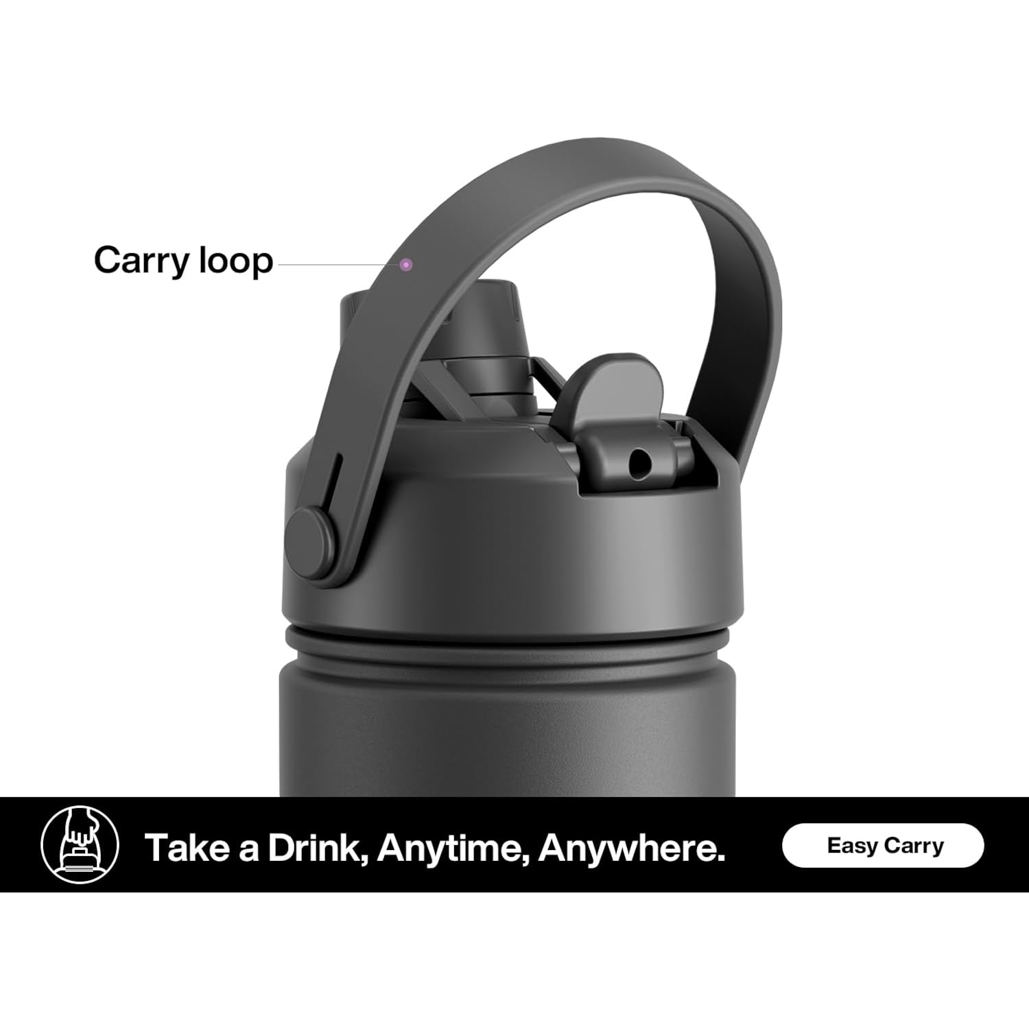 POWCAN 26 oz Insulated Water Bottle with 2-in-1 Straw and Spout Lid, Keep Cold 24H, Leak-Proof, Fits in Car Cup Holder, Stainless Steel Water Bottle for Sports, Travel, and School (Dark Knight)