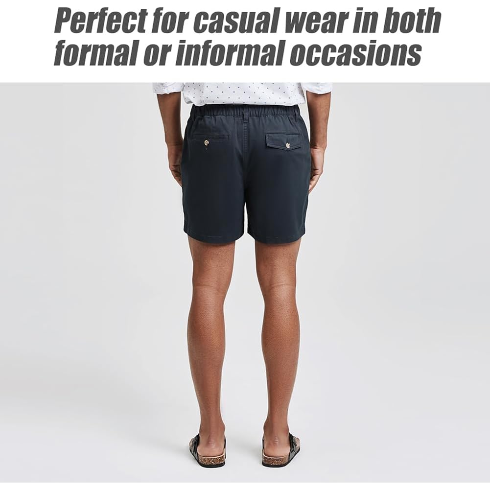 Maamgic Men'S Classic-Fit 5.5" Cotton Casual Shorts Elastic Waistband With Multi-Pocket Daily Wear Walking Summer Outfit