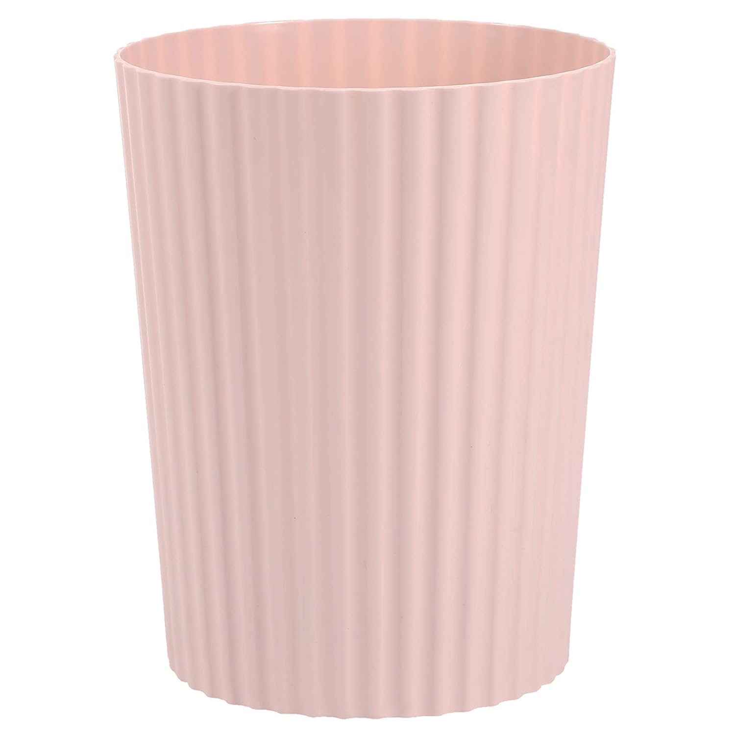 Small Trash Can Plastic Wastebasket Round Garbage Container Bin For Bathroom, Kitchen, Bedroom, Home Office, College Dorm, Pink | Sturdy Stylish Decor Round Garbage Container Bin For Kitchen, Bedroom, Home Office, College Dorm Essentials