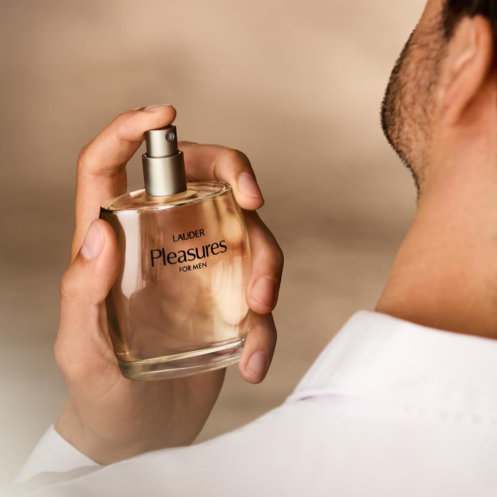 Estée Lauder Pleasures for Men Cologne Spray with Notes of Sandalwood, Citrus & Nectarine | Cologne for Men, 3.4 Fl Oz