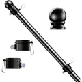 5 Ft Flag Pole, Tangle Free Spinning Stainless Steel Weather Resistant Rustproof Flagpole For 3X5 Usa Flag Sports Fan Outdoor Flags 1" Dia Flag Poles For Outside House, Wall-Mounted (Black)